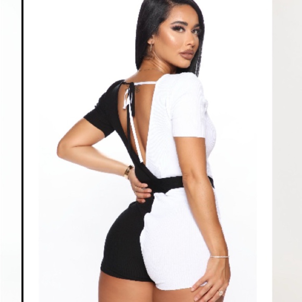 Black and White Colorblock Romper